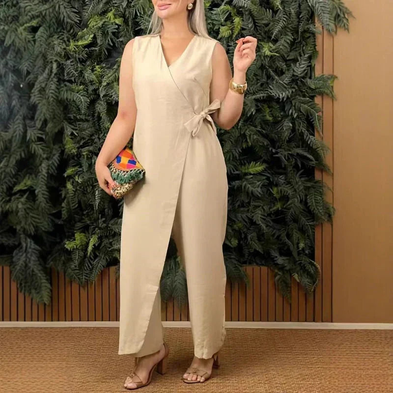 Pure Vesta | Stylish jumpsuit with a wrap neckline